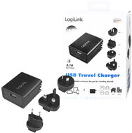 Logilink USB-csatlakozós utazó adapter 2,1A gyorstöltéshez, 10,5W