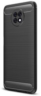 Xiaomi Redmi Note 9 5G Szilikon telefonvédő (közepesen ütésálló, légpárnás sarok, szálcsiszolt, karbon minta) FEKETE
