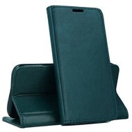Samsung Galaxy A12 Tok álló, bőr hatású (FLIP, oldalra nyíló, asztali tartó funkció) SÖTÉTZÖLD