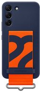 SAMSUNG Galaxy S22 5G szilikon telefonvédő (matt, beépített szíj) SÖTÉTKÉK