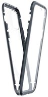 Apple iPhone 13 mini Alumínium telefonvédő (360°-os védelem, mágneses, közepesen ütésálló, edzett üveg előlap, hátlap, 9H) FEKETE