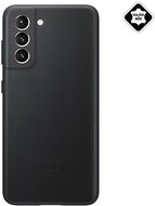SAMSUNG Galaxy S21 Plus műanyag telefonvédő (valódi bőr hátlap) FEKETE