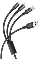 HOCO X14 adatátviteli kábel és töltő (USB - lightning 8pin / Type-C / microUSB, gyorstöltés támogatás, 100cm) FEKETE