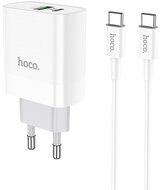 HOCO C80A RAPIDO hálózati töltő USB aljzat (5V / 3000mA, 20W, PD gyorstöltés, QC 3.0 + Type-C - Type-C kábel) FEHÉR