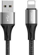JOYROOM adatkábel és töltő (USB - lightning 8pin, 3A, gyorstöltés támogatás, 100cm, törésgátló) FEKETE