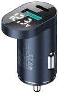 JOYROOM autós töltő USB aljzat / Type-C aljzat (5V / 3000mA, 42.5W, PD gyorstöltés támogatás, LED) SÖTÉTKÉK