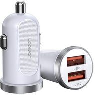 JOYROOM autós töltő USB aljzat (5V / 4500mA, 30W, PD gyorstöltés támogatás, túltöltés elleni védelem) FEHÉR