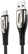 JOYROOM SHARP adatkábel és töltő (USB - Type-C, gyorstöltés támogatás, 200cm, nylon, törésgátló, cipőfűző minta) FEKETE