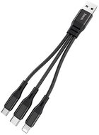 HOCO X47 töltő kábel USB - microUSB / Lightning 8pin / Type-C (3in1, 25cm, cipőfűző minta) FEKETE