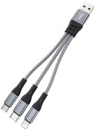 HOCO X47 töltő kábel USB - microUSB / Lightning 8pin / Type-C (3in1, 25cm, cipőfűző minta) SZÜRKE