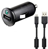 SONY ERICSSON Autós töltő USB aljzat (5V / 1200mA + microUSB kábel) FEKETE