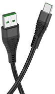 HOCO U53 adatkábel és töltő (USB - Type-C, gyorstöltés támogatás, cipőfűző minta, 120cm, törésgátló) FEKETE