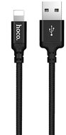 HOCO X14 adatátviteli kábel és töltő (USB - lightning 8pin, gyorstöltés támogatás, 200cm, cipőfűző minta) FEKETE