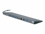 Gembird A-CM-COMBO9-01 USB Type C 9in1 multi port adapter USB hub HDMI VGA PD card reader LAN 3.5mm audio space grey