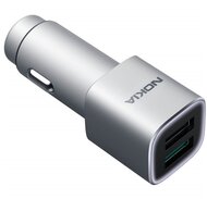 NOKIA autós töltő 2 USB aljzat (5V / 2400mA, gyorstöltés támogatás) EZÜST