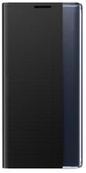 Samsung Galaxy S22 Ultra 5G Tok álló, textil hatású (aktív FLIP, oldalra nyíló, asztali tartó funkció, Smart View Cover) FEKETE