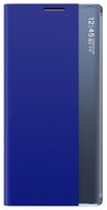 Samsung Galaxy A03s Tok álló, textil hatású (aktív FLIP, oldalra nyíló, asztali tartó funkció, Smart View Cover) SÖTÉTKÉK