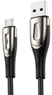 JOYROOM SHARP adatkábel és töltő (USB - microUSB, gyorstöltés támogatás, 200cm, nylon, törésgátló, cipőfűző) FEKETE