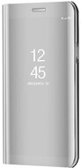 Samsung Galaxy S22 Ultra 5G Tok álló (aktív FLIP, oldalra nyíló, asztali tartó funkció, tükrös felület, Mirror View Case) EZÜST