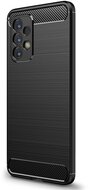 Samsung Galaxy A53 Szilikon telefonvédő (közepesen ütésálló, légpárnás sarok, szálcsiszolt, karbon minta) FEKETE
