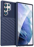 Samsung Galaxy S22 Ultra 5G Szilikon telefonvédő (közepesen ütésálló, csíkos, dombor minta) SÖTÉTKÉK