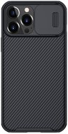 NILLKIN CAMSHIELD PRO Apple iPhone 13 Pro Max műanyag telefonvédő (szilikon keret, közepesen ütésálló, kamera védelem, csíkos minta) FEKETE