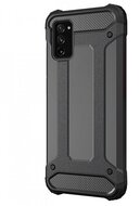 Samsung Galaxy A03s Defender műanyag telefonvédő (közepesen ütésálló, légpárnás sarok, szilikon belső, fémhatás) FEKETE