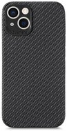 Apple iPhone 13 mini Szilikon telefonvédő (bőr hatású, kamera védelem, karbon minta) FEKETE
