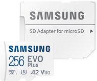 SAMSUNG MEMÓRIAKÁRTYA TransFlash 256GB (microSDXC EVOPlus Blue - Class 10, UHS-1) + SD adapter