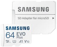 SAMSUNG MEMÓRIAKÁRTYA TransFlash 64GB (microSDXC EVOPlus Blue - Class 10, UHS-1) + SD adapter