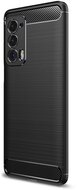 Motorola Edge 2021 5G Szilikon telefonvédő (közepesen ütésálló, légpárnás sarok, szálcsiszolt, karbon minta) FEKETE
