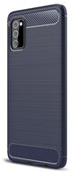 Samsung Galaxy A03s Szilikon telefonvédő (közepesen ütésálló, légpárnás sarok, szálcsiszolt, karbon minta) SÖTÉTKÉK