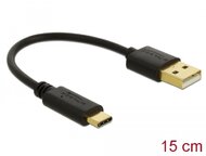 Delock Töltő kábel USB A-típusú - USB Type-C csatlakozó végekkel 15 cm