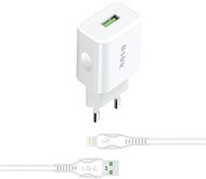 S-Link Telefon töltő - AND-EC14B (1db USB, 5V/1.3A, 5W, Lightning-USB 100cm adat+töltőkábel, fehér)