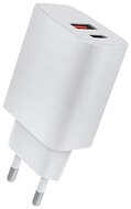 4-OK hálózati töltő USB aljzat / Type-C aljzat (5V / 3000 mA, 20W, gyorstöltés támogatás) FEHÉR