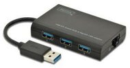 Digitus USB 3.0 3-portos HUB & Gigabit LAN adapter
