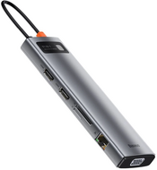 Baseus Metal Gleam Series 11 az 1-ben hub, USB-C-3x USB 3.0 + 2x HDMI + USB-C PD + Ethernet RJ45 + microSD / SD + VGA + AUX (CAHUB-CT0G)
