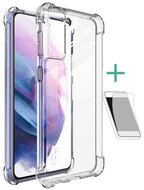 IMAK Samsung Galaxy S21 Plus szilikon telefonvédő (közepesen ütésálló, légpárnás sarok + képernyővédő fólia) ÁTLÁTSZÓ