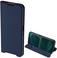 DUX DUCIS SKIN PRO Sony Xperia 5 III tok álló, bőr hatású (FLIP, oldalra nyíló, bankkártya tartó, asztali tartó funkció) SÖTÉTKÉK
