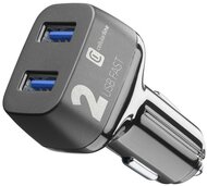 CELLULARLINE autós töltő 2 USB aljzat (9V / 2000 mA, 36W, adaptív gyorstöltés támogatás) FEKETE