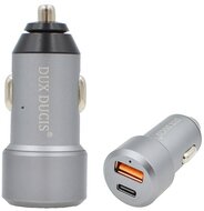 DUX DUCIS autós töltő USB aljzat / Type-C aljzat (5V / 3000mA, 24W, PD gyorstöltés támogatás, QC 3.0) SZÜRKE