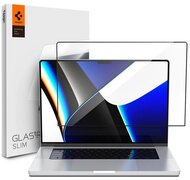 SPIGEN TR SLIM HD képernyővédő üveg (2.5D, ujjlenyomat mentes, ultravékony, 0.2mm, 9H) FEKETE Macbook Pro 14 2021