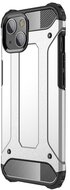 Apple iPhone 13 mini Defender műanyag telefonvédő (közepesen ütésálló, légpárnás sarok, szilikon belső, fémhatás) EZÜST