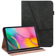 Samsung Galaxy Tab A 10.1 Tok álló, bőr hatású (aktív FLIP, oldalra nyíló, asztali tartó funkció, bankkártya tartó, koptatott bőrhatás) FEKETE