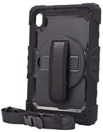 Lenovo Tab M10 HD Defender műanyag telefonvédő (közepesen ütésálló, kitámasztó, 360°-ban forgatható + kézpánt, vállpánt) FEKETE