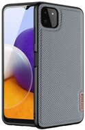 Samsung Galaxy A22 DUX DUCIS FINO szilikon telefonvédő (műanyag belső, közepesen ütésálló, rács minta) SZÜRKE