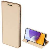 Samsung Galaxy A22 DUX DUCIS SKIN PRO tok álló, bőr hatású (FLIP, oldalra nyíló, bankkártya tartó, asztali tartó funkció) ARANY