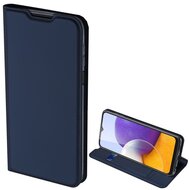 Samsung Galaxy A22 DUX DUCIS SKIN PRO tok álló, bőr hatású (FLIP, oldalra nyíló, bankkártya tartó, asztali tartó funkció) SÖTÉTKÉK