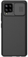 NILLKIN CAMSHIELD Samsung Galaxy A42 5G műanyag telefonvédő (szilikon keret, közepesen ütésálló, kamera védelem, csíkos) FEKETE