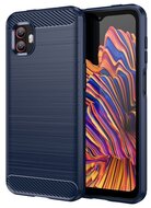 Samsung Galaxy Xcover 6 Pro Szilikon telefonvédő (közepesen ütésálló, légpárnás sarok, szálcsiszolt, karbon minta) SÖTÉTKÉK